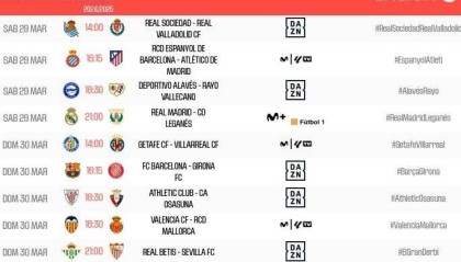 西甲29轮调整：30日23：15巴萨vs赫罗纳 31日1:30毕巴vs奥萨苏纳